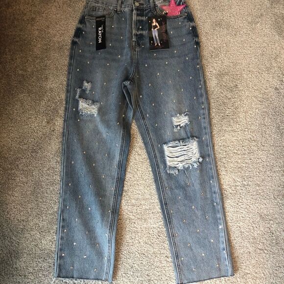 NWT SIMPLE SOCIETY Super High Rise Straight Buttonfly Jeans Size 7/28 - Picture 12 of 15